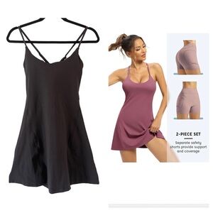 Colorskin 2 Piece Built-in Bra Athletic Pickleball Tennis Dress & Biker Shorts